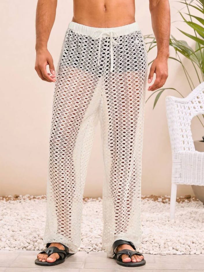 WILDFASHIONS Men's Knitted casual Loose Fit Elastic Waist Straight Leg Lounge Pant